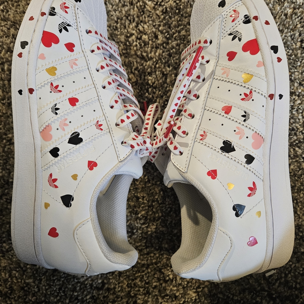 adidas Originals Superstar "Valentadidas Women's White Multicolor Heart Sneakers